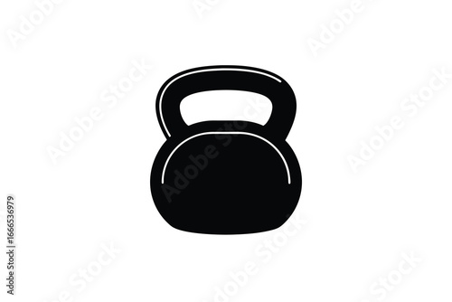 A black kettlebell on a white background for fitness and exercise routines silhouette