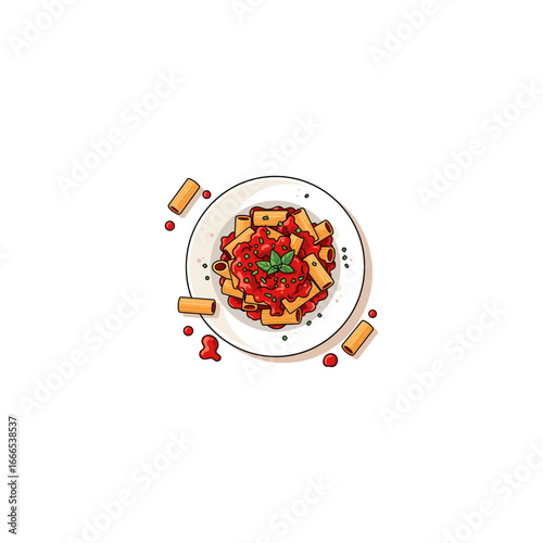 Plate of Pasta Rigatoni icon logo flat vector design