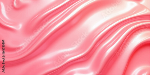 Abstract, flowing red silk and satin fabric with a smooth, soft texture