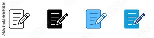 Edit Note Multiple Style Icon Vector Design - document with a pencil, indicating note-taking, writing, or editing a file