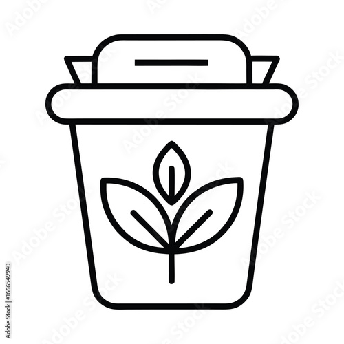 Outline icon representing biodegradability on a clean white background