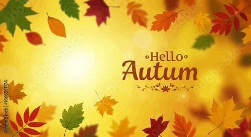 Autumn season vector background with falling leaves for seasonal design card