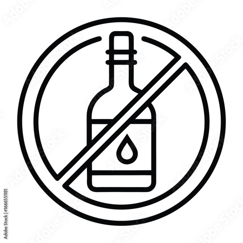 Outline icon representing alcohol free status on a white background