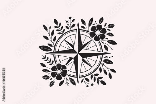 compass rose silhouette  vector