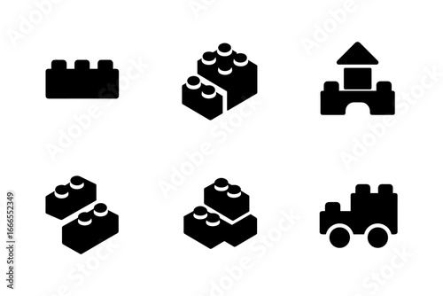 Silhouette building blocks set with various shapes and configurations