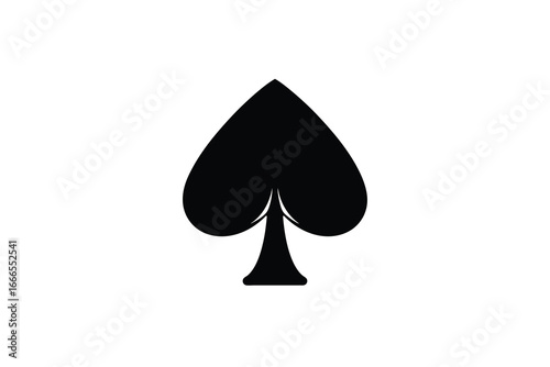 A black spade suit symbol on a white background silhouette