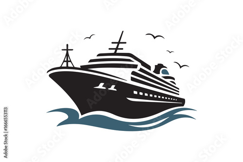 cruise ship silhouette  vector