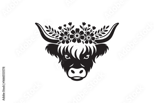 highland cow silhouette  vector