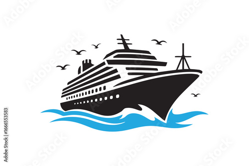 cruise ship silhouette  vector