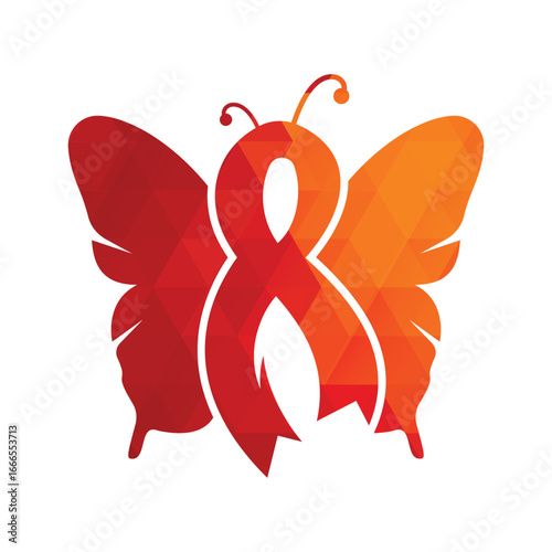 Pink Ribbon Butterfly Logo – Breast Cancer Awareness Symbol, Hope, Charity and Women’s Health Icon