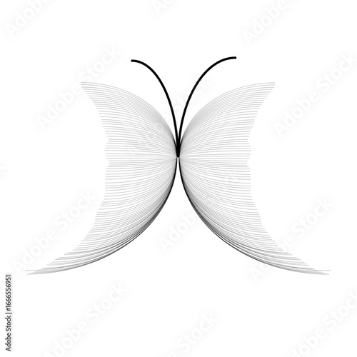 Butterfly icon vector for design with line art