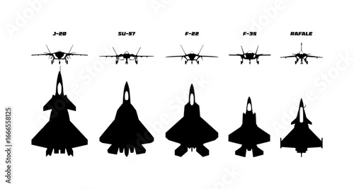 set of fighter jet silhouettes from different