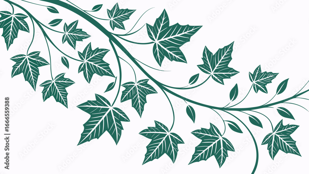 Fototapeta premium Green foliage design with leaves and vines creating a natural and organic pattern illustration art