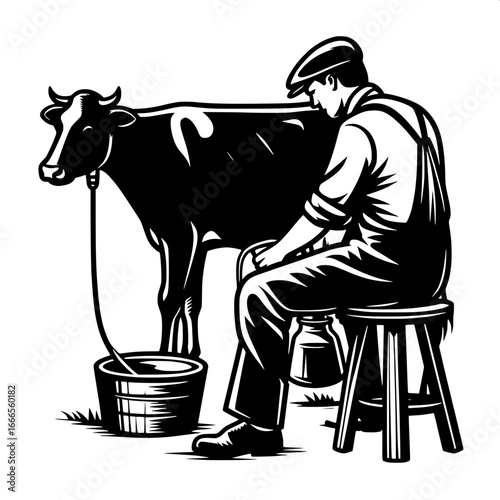 Farmer Milking Cow