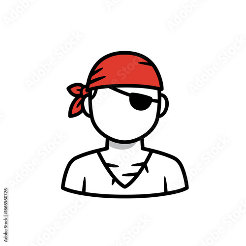 Pirate Avatar Icon One-Eyed Buccaneer Illustration