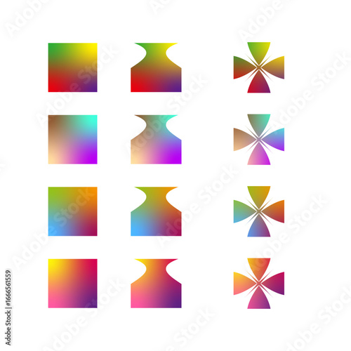Abstract gradient shapes. Geometric vessel forms. Colorful Vector elements. Smooth gradient transitions. EPS 10.