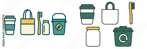 Vector illustration of eco-friendly items for sustainable living