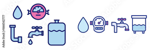 Vector illustration of water supply system components for utilities