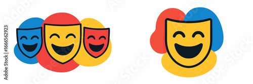 Happy theatrical masks in colorful vector illustration design