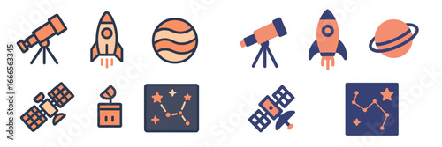 Vector illustration of space-themed elements for educational purposes