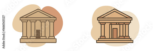 Vector illustration of classical buildings on a minimalist background