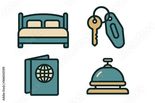 Vector illustration of travel essentials for hotel stay