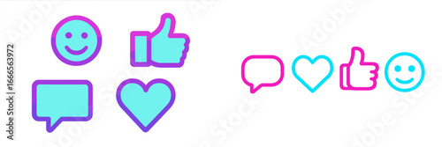 Colorful vector illustration of social media icons and symbols