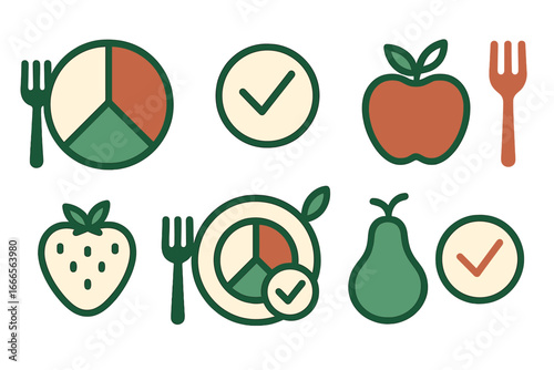 Healthy eating concepts illustrated with vector graphics