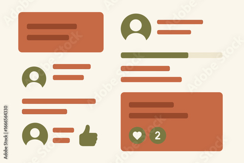 Social media interface design with user profiles illustration