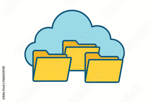 Cloud storage concept with folders representing data organization