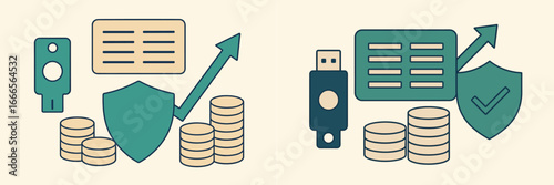 Digital security and financial growth concepts in vector illustration