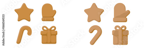Baked gingerbread cookie shapes for festive celebrations