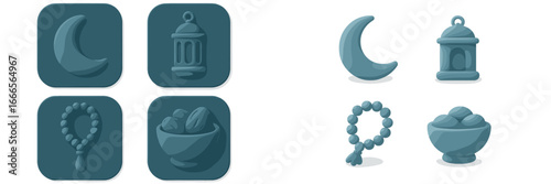Decorative vector illustration featuring moon and lantern designs