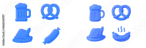 Food and drink icons in blue color for festive celebrations