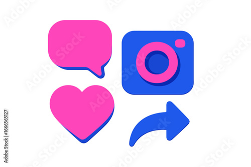 Colorful vector icons for social media engagement and interaction