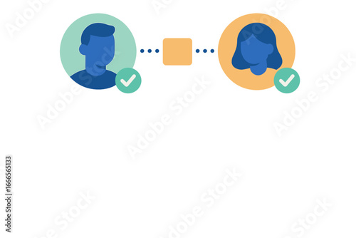Connection between two individuals represented in vector illustration