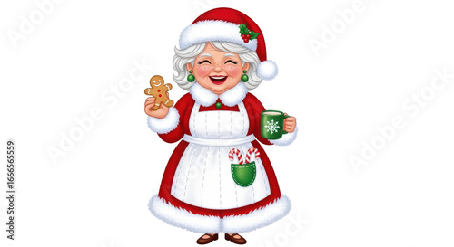 Canvas Print Isolated Mrs. Claus with Gingerbread