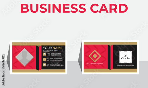 Luxury Minimal Business Card Template – Elegant Red, Black, Gold & White Design