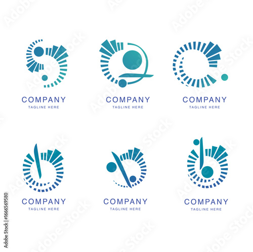 Vector set logos design template. Cercle et spirale abstraite symbole de rayonnement spécial business coaching