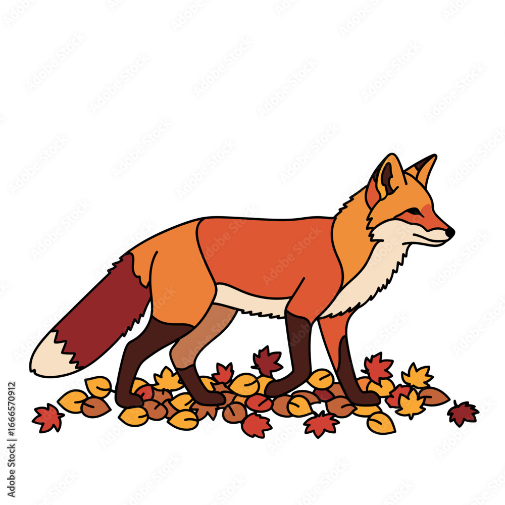 Fototapeta premium Fox on autumn leaves