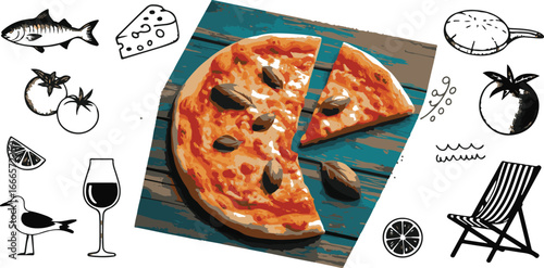 Mediterranean Retro Collage – Food, Sea & Summer Photocopy Art