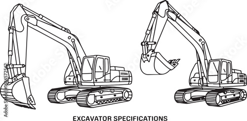 Heavy Equipment Outline Vector Set
