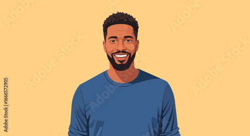 Cheerful Young African American Man with a Warm Smile and Casual Attire Posing Happily for a Portrait
