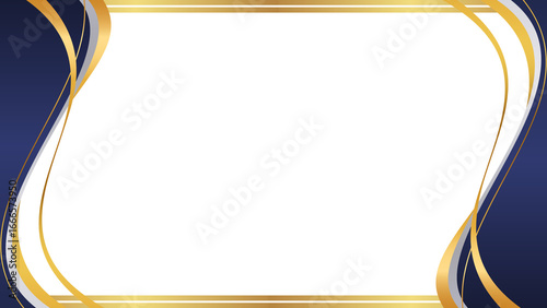 Elegant Gold and Blue Certificate Border with Flowing Lines