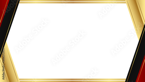 Modern Gold and Red Certificate Frame with Hexagon Design