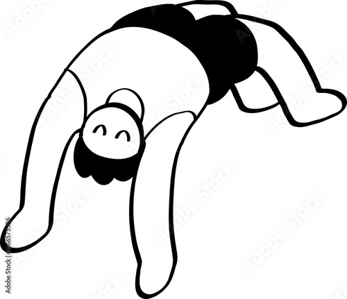 hand drawn cute character illustration of people exercising.