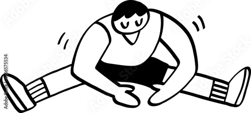 hand drawn cute character illustration of people exercising.