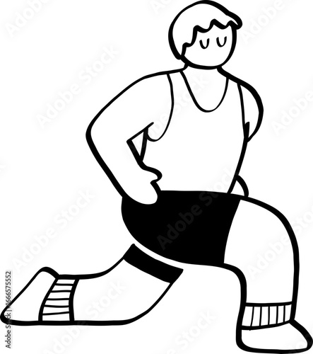 hand drawn cute character illustration of people exercising.