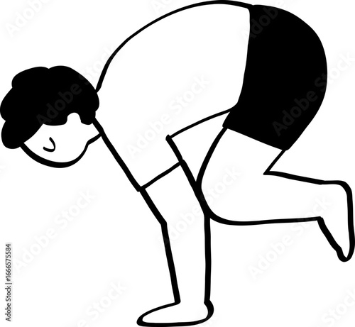 hand drawn cute character illustration of people exercising.