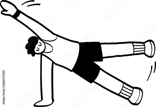 hand drawn cute character illustration of people exercising.